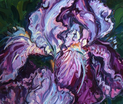 Melissa Sarat paintings, irises, gardens, flowers, floral paintings, nature, perennials, summer, garden